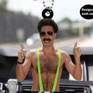 Borat Funny Meme Car Rear View Mirror Ornament, Funny Borat Car Hanging Ornament, Borat meme Car Rear View Mirror Accessories Gift