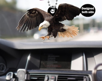 Bald Eagle Car Hanging Ornament Car Rear View Mirror Ornament, Bald Eagle Car Hanger, Cool Car Rear View Mirror Accessories Gift