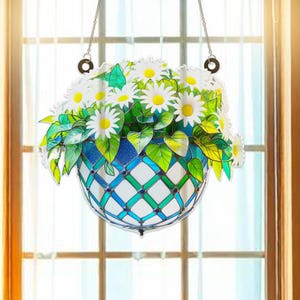 Daisy Flower Suncatcher Window Ornament | Acrylic Hanging Floral Decor for Windows | Cheerful Gift for Flower Lovers & Spring Home Vibes
