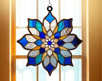 Mandala acryl suncatcher raam hangend, suncatcher ornament, mandala acryl suncather windows, mandala vorm acryl suncatcher cadeau