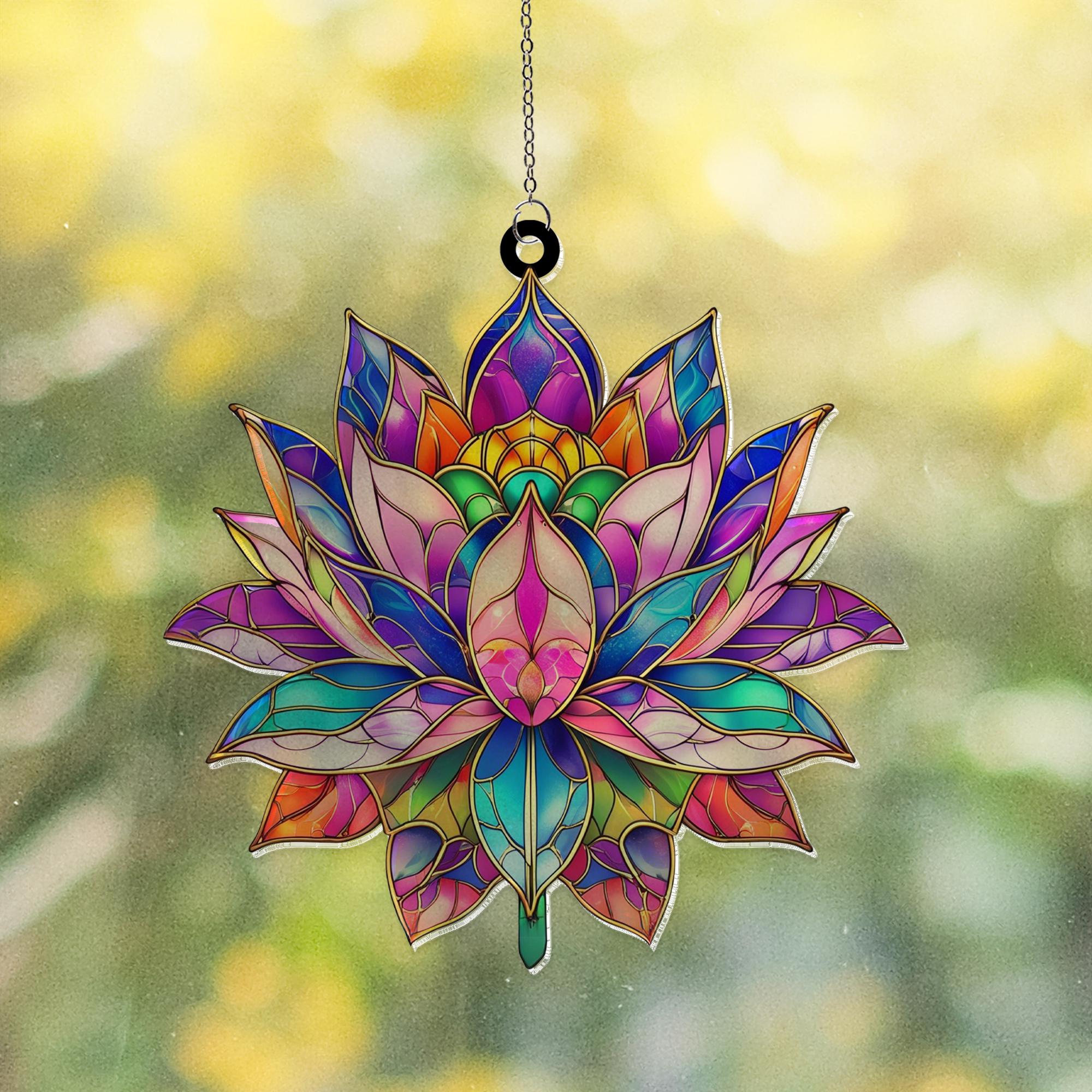 Acchiappasole Fiore Di Loto In Vetro Colorato | Decorazione Da Finestra Fatta A Mano, Regalo Per La Festa Della Mamma