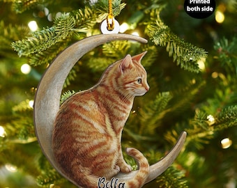 猫、クリスマスオーナメント、コレクター向けオーナメント、吹きガラス 