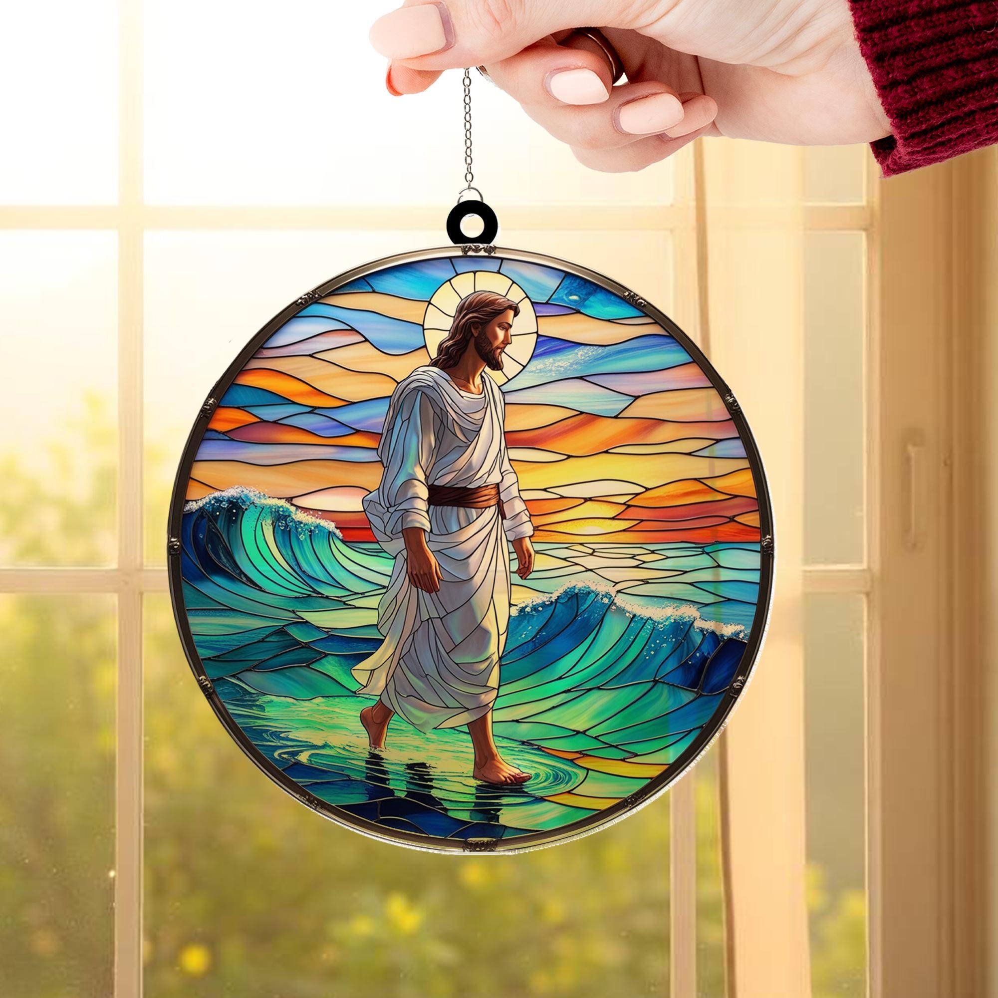 Jesus Christ Acrylic Suncatcher Window Hanging, Suncatcher Ornament ...