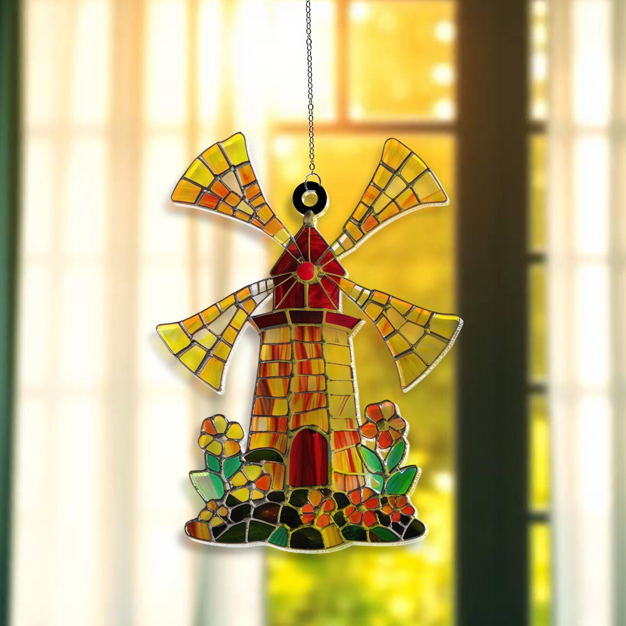 Windmill Suncatcher Window Ornament | Acrylic Farmhouse Decor