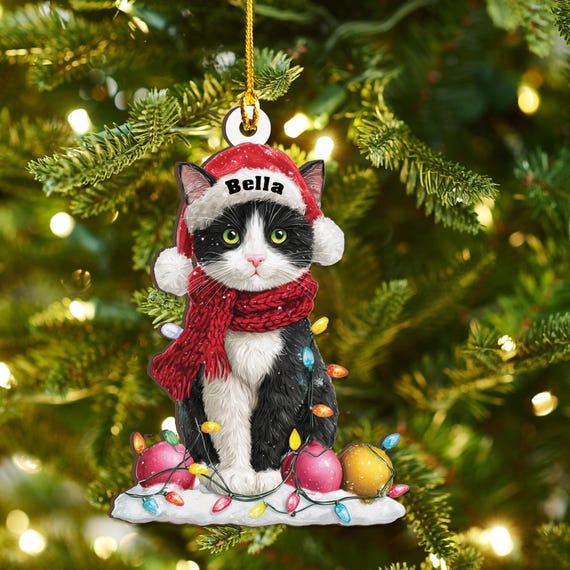 Cat Christmas Tree Decorations - Holiday Seasonal Acrylic Figurine Cat Christmas Tree Decorations - Holiday Seasonal Acrylic Figurine