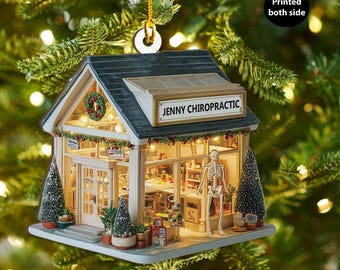 Personalized Chiropractic Clinic Christmas Ash Plywood Ornament Flat 2D Holiday Tree Decor Gift Doctors, Patients, Wellness Keepsake