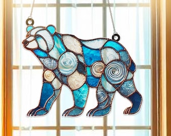 Polar Bear Acrylic Suncatcher Window Hanging | Arctic Animal Decor Ornament | Winter Wildlife Art | Cute Polar Bear Gift for Nature Lovers