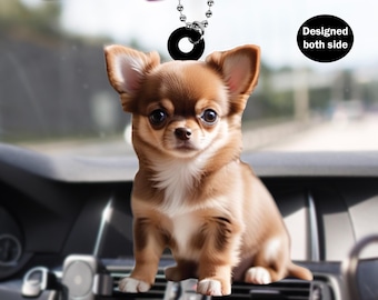 Schattige chihuahua auto hangend ornament auto achteruitkijkspiegel ornament, schattige chihuahua auto hanger, coole auto achteruitkijkspiegel accessoires cadeau