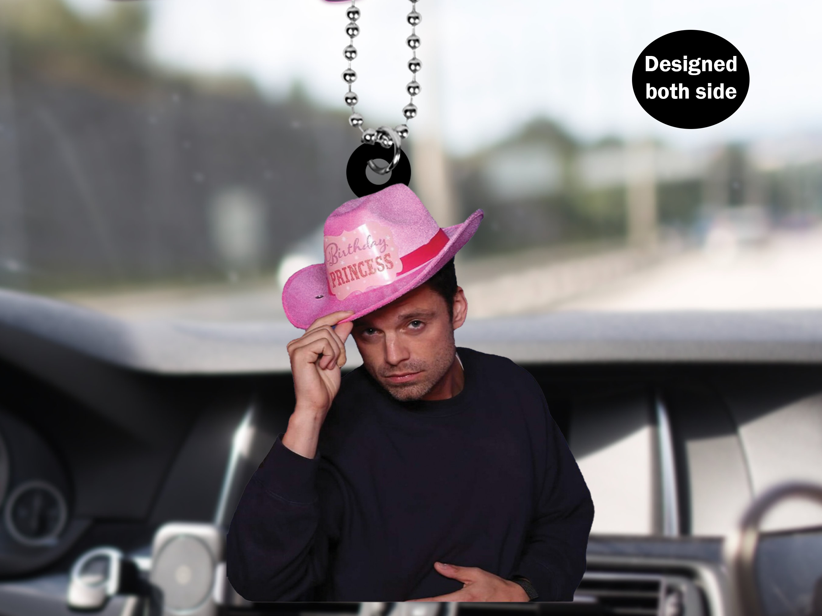 Sebastian Stan Car Rear View Mirror Ornament, Handsome Sebastian Stan Fans Car Hanger, Cool Car Rear View Mirror Accessories Gift Idea