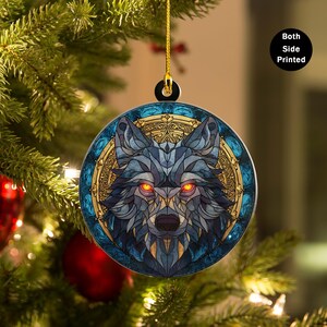 Majestic Wolf Christmas Acrylic Ornament – Double-Sided Custom Holiday Decor | Mystical Forest Gift | Unique Keepsake for Wolf Lovers Gift