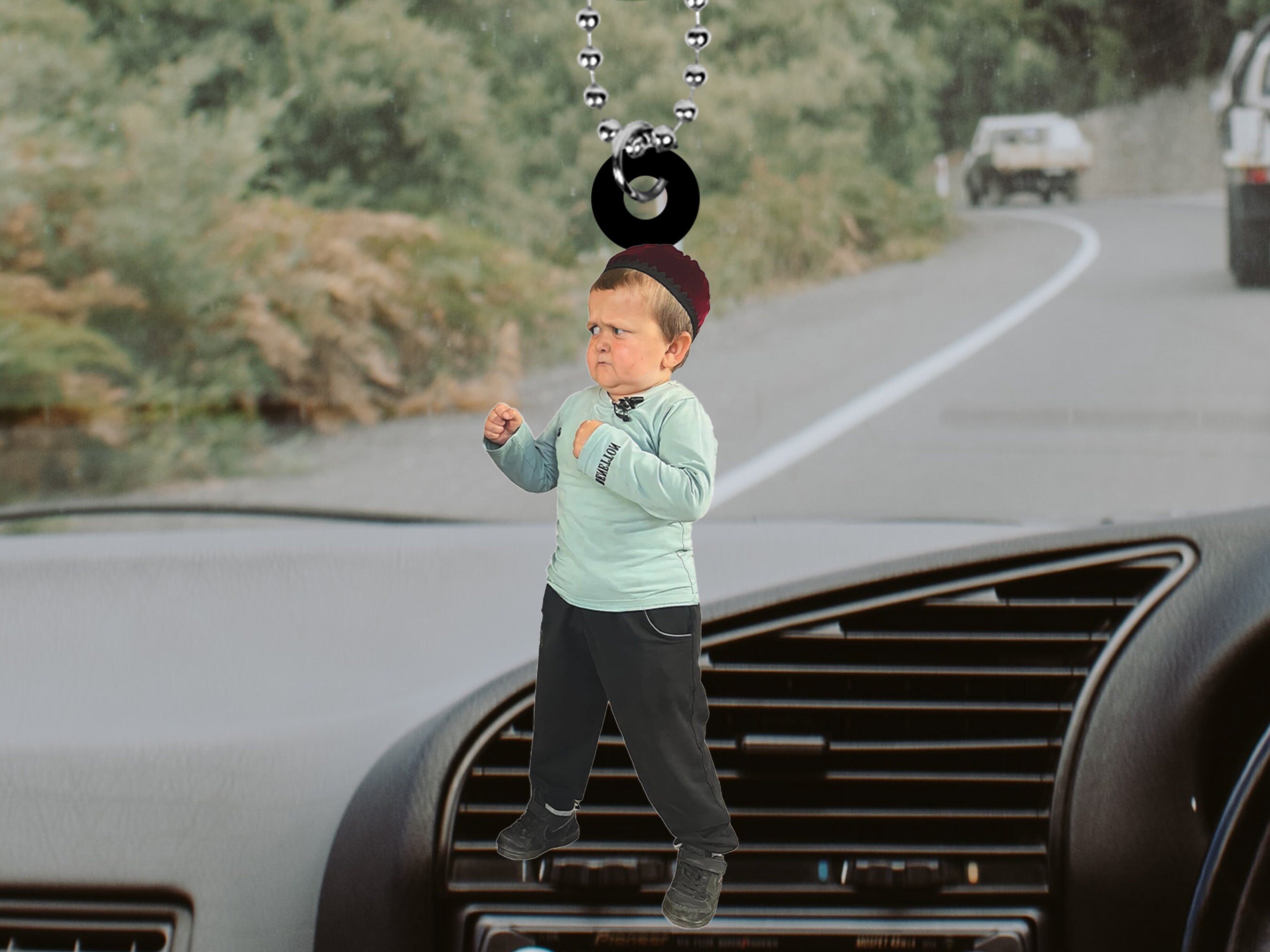 Fighting Hasbulla Meme Car Rear View Mirror Ornament, Hasbulla Car Hanging Ornament, Mini Khabib