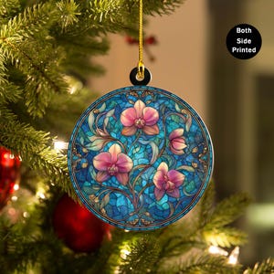 Pink Orchid Christmas Acrylic Ornament – Double-Sided Custom Holiday Decor | Elegant Floral Gift | Unique Keepsake for Orchid Lovers Gift