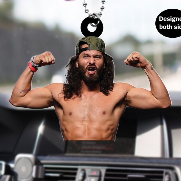 Jorge Masvidal Car Rear View Mirror Ornament, Mixed Martial Artist Player Car Hanging Ornament, Jorge Car Rear View Mirror Accessories