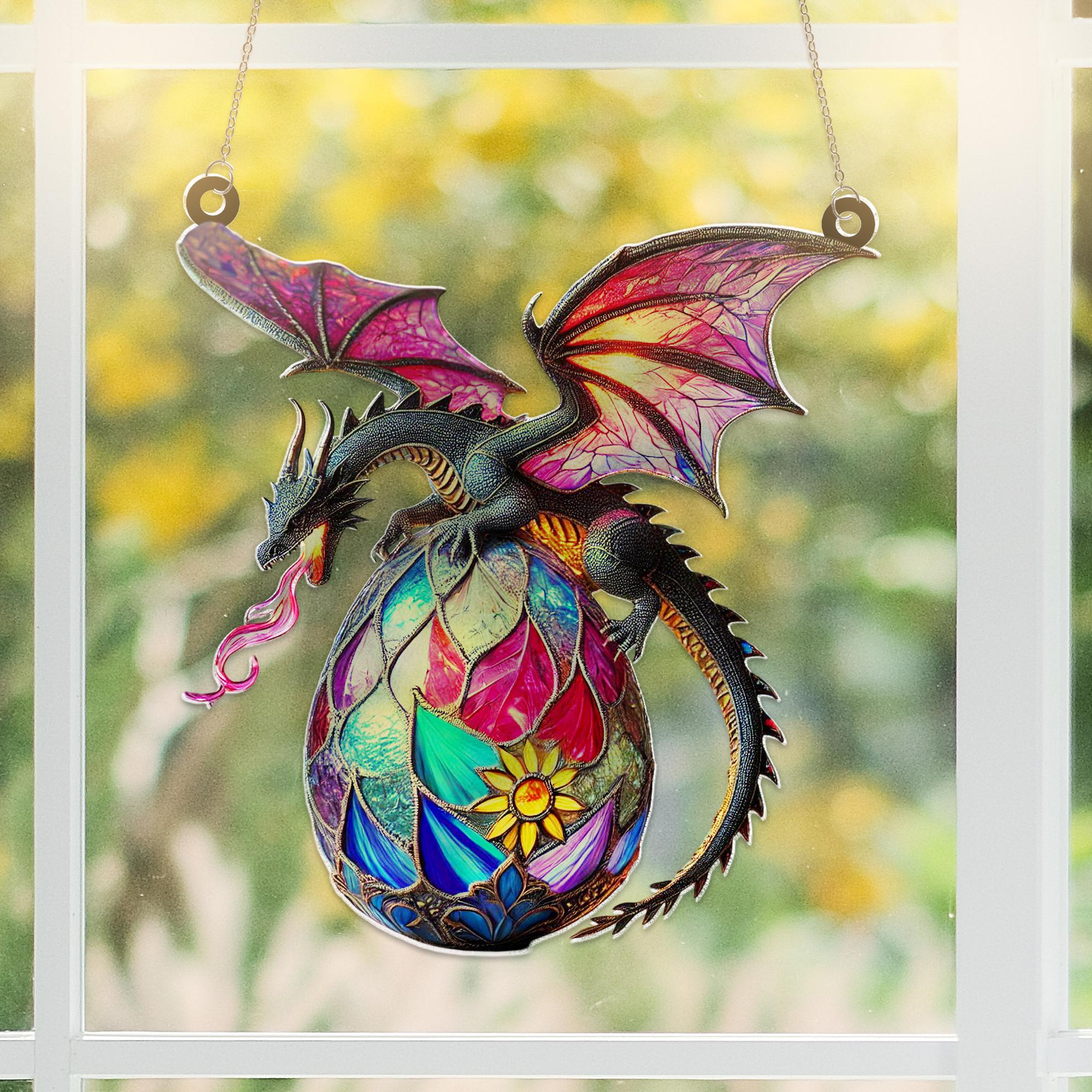 ファンタジードラゴンエッグアクリルサンキャッチャー窓吊り下げ