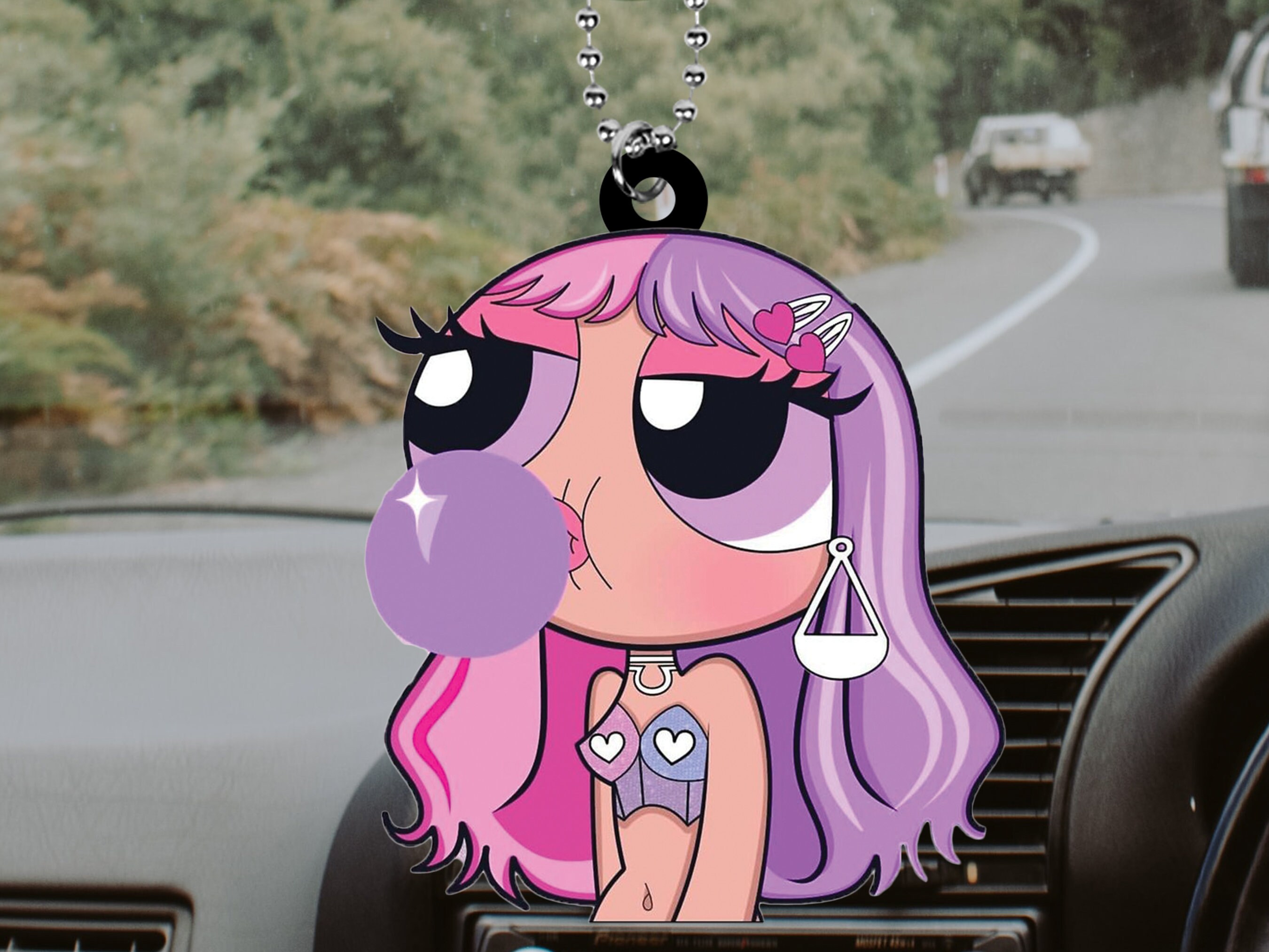 Powerpuff Girl Car Ornament, Funny Powerpuff Girl Car Hanging Ornament