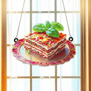 Lasagna Acrylic Suncatcher Window Hanging | Food Lover Window Decor | Fun Sun Catcher | Unique Gift for Cooking Enthusiasts