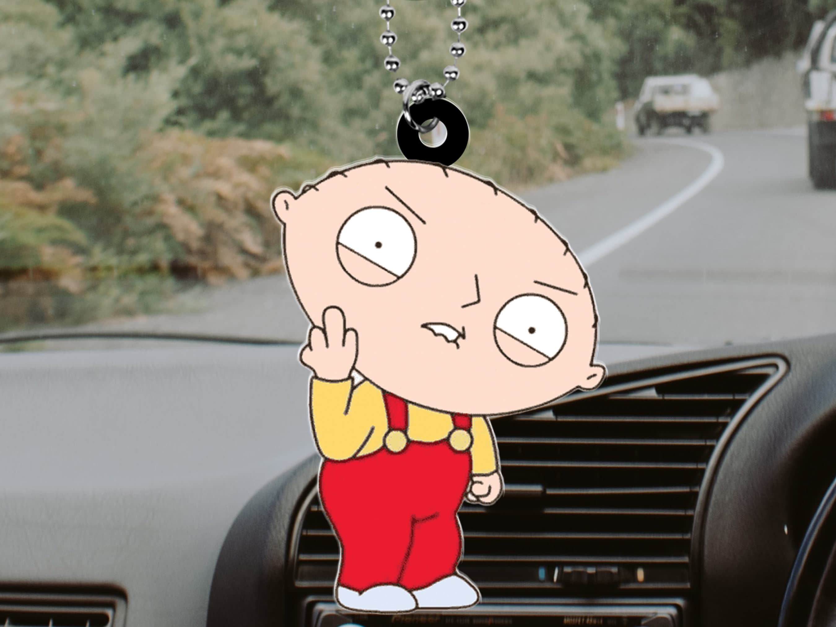 Stewie Griffin Car Rear View Mirror Ornament, Stewie Griffin Meme Car