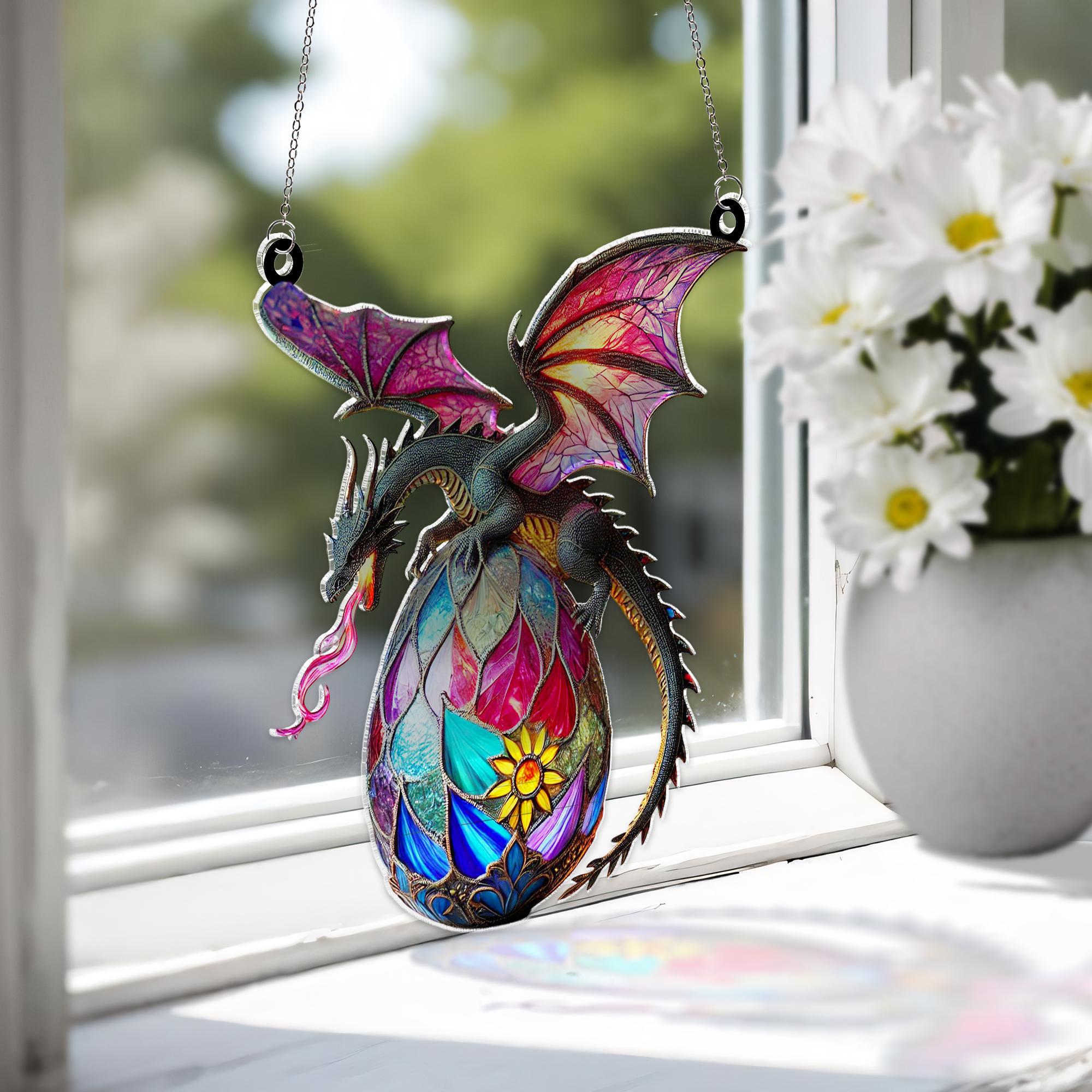 ファンタジードラゴンエッグアクリルサンキャッチャー窓吊り下げ