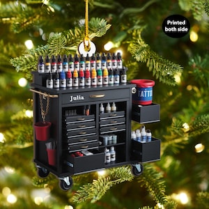 パーソナライズされたタトゥーカート両面木製オーナメント、クリスマスツリーの装飾木製オーナメントギフト、面白いクリスマスツリーの装飾ギフト
