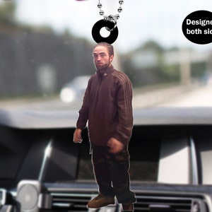 Robert Pattinson Meme Car Rear View Mirror Ornament, Robert Pattinson Meme Car Hanging Ornament, Funny Car Rear View Mirror Accessories Gift