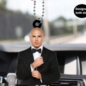 Pitbull / Mr. Worldwide Car Hanging Ornament Car Rear View Mirror Ornament, Pitbull Car Hanger, Cool Car Rear View Mirror Accessories Gift