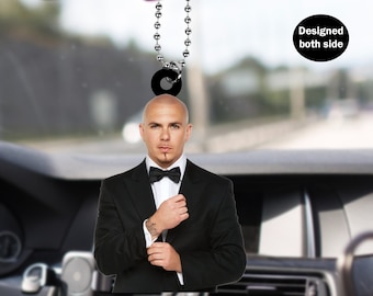 Pitbull / Mr. Worldwide Car Hanging Ornament Car Rear View Mirror Ornament, Pitbull Car Hanger, Cool Car Rear View Mirror Accessories Gift