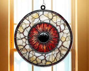 Creepy Eyeball Halloween Acrylic Suncatcher Window Hanger, Horror Gothic Decor, Spooky Monster Artwork, Haunted Seasonal Gift