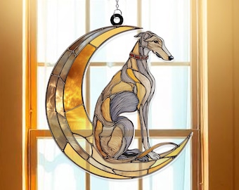 Acchiappasole in acrilico a forma di cane levriero, elegante ciondolo per finestra per amanti degli animali, regalo personalizzato unico per la casa.
