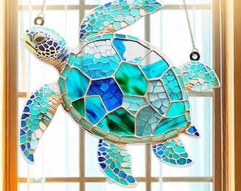 Meeresschildkröte Acryl Fenster Suncatcher hängende Verzierung, Suncatcher Ornament Geschenk, Suncatcher für Fenster, benutzerdefinierte Form Suncatcher