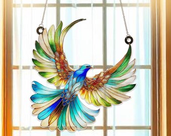 Pigeon Acrylic Suncatcher Window Hanging | Urban Bird Decor for Window | Cute Pigeon Art Ornament | Unique Gift for Bird Lovers & Homes