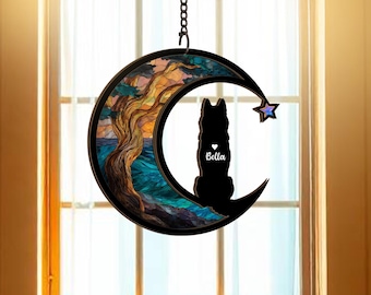 Personalized Siberian Husky Dog Memorial Suncatcher, Gotcha Day Mom Dad Gift, Pet Loss Sympathy Gift, Window Hanging Remembrance Home Decor