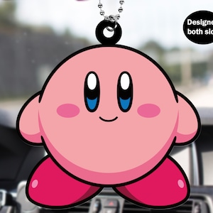Kirby Car Rear View Mirror Ornament, Funny Kirby Meme Car Hanging Ornament, Meme Car Rear View Mirror Accessories Gift Idea, Funny Meme Gift