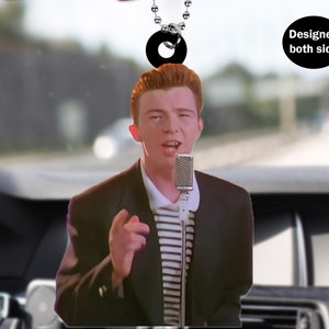 Rick Astley Never Gonna Give You Up Car Rear View Mirror Ornament, Cool Rick Astley Fans Car Rear View Mirror Accessories Gift Idea For Fans