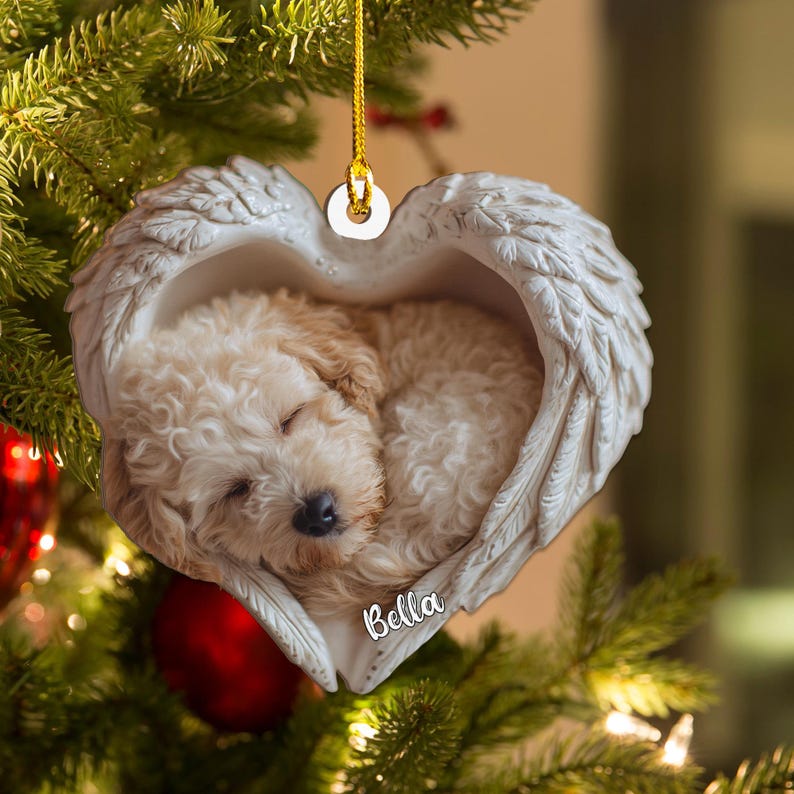 Personalized Cockapoo Dog Angel Ash Plywood Ornament Flat 2D Cutout ...