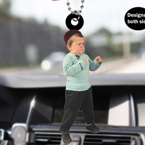 Fighting Hasbulla Meme Car Rear View Mirror Ornament, Hasbulla Car Hanging Ornament, Mini Khabib Meme Car Rear View Mirror Accessories Gifts