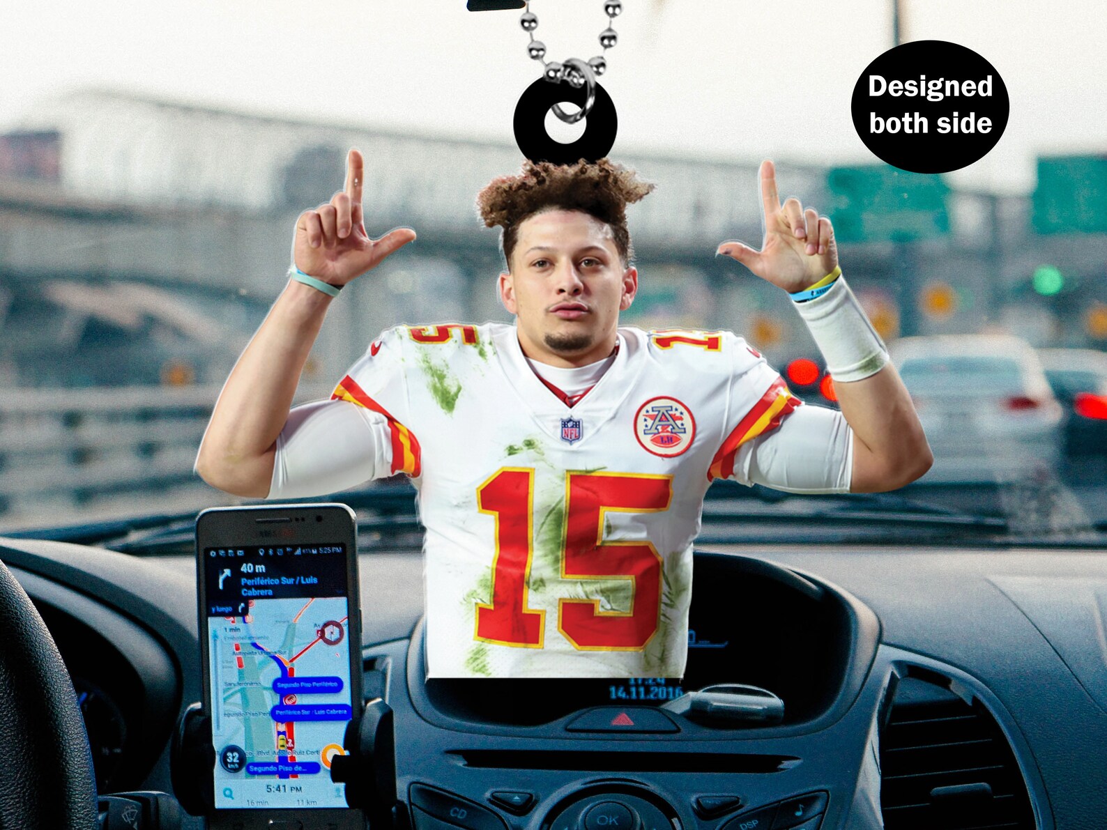 Pat Mahomes Car Rear View Mirror Ornament, Pat Mahomes Car Hanger, Pat