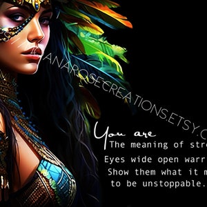 Beautiful Aztec Woman With ‘You Are’ Quote | Digital Product | Art | Wall Paper | Portraits | Print | Download | Home Decor