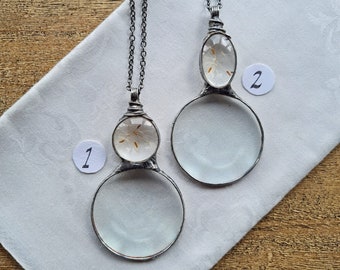 Dandelion Seed Magnifying Glass Necklace: Swedish Copper Pendant