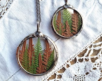 Fern necklace. Terrarium necklace. Swedish jewelry.