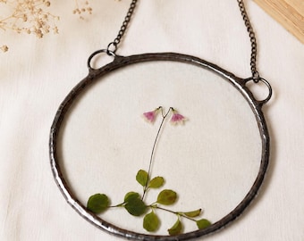 Linnea, Small Twinflower wall hanging, Terrarium decor. Linnaea borealis. Swedish handcraft.