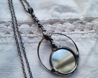 Mirror necklace, Victorian pendant.