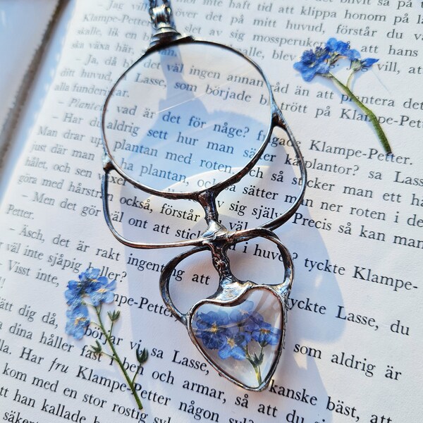 Forget Me Not Magnifying Glass Necklace: Swedish Copper Pendant