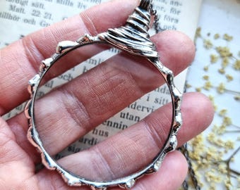 Magnifying Loupe Necklace with pretty pattern, Magnifier Glass Pendant, , Swedish jewelry.