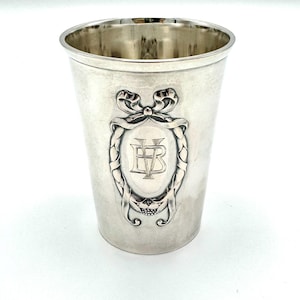 Antique 800 silver German christening cup with art nouveau design