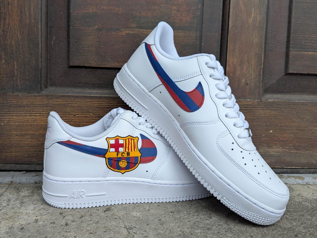 FC Barcelona Painted Air Force 1 Sneakers - Etsy