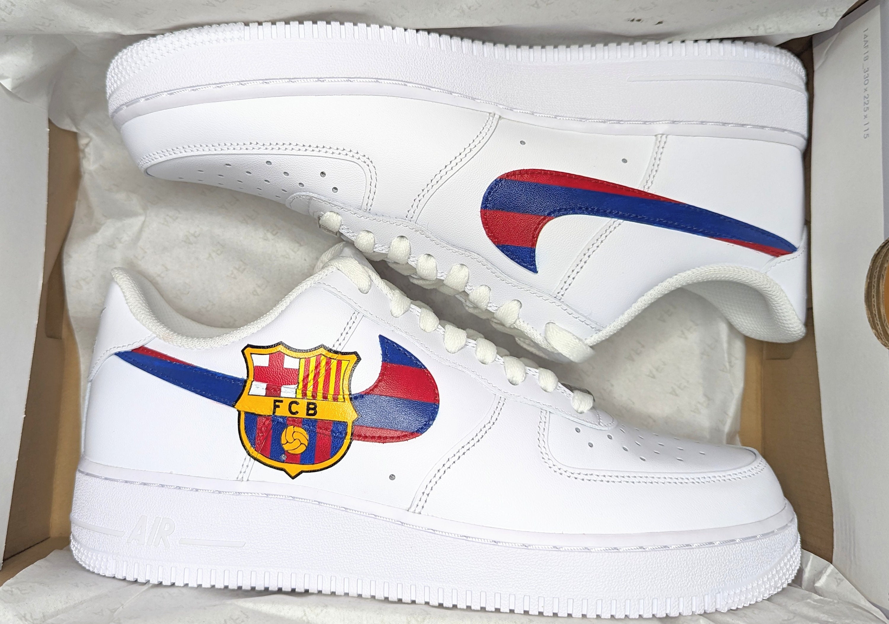 FC Barcelona Painted Air Force 1 Sneakers - Etsy