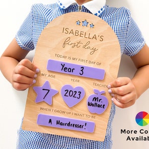 Plaque personnalisée Premier jour d'école | Accessoire photo souvenir réutilisable | Idées cadeaux uniques pour la rentrée des classes | Commission maternelle/préscolaire