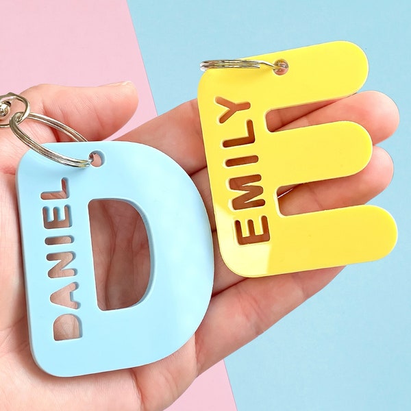 Personalised Name Keyring / Keychain | Back To School Personalised Children's Bag Tag | Children's Gift Idea | Large Letter Keyring