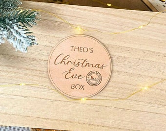 Personalised Christmas Eve Box Sign | Name's Christmas Label | Wooden Christmas Box Sign