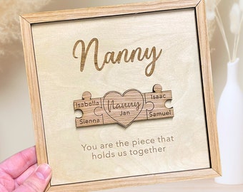 Regalo del Día de la Madre para la Niñera, Marco de Rompecabezas Personalizado, Idea de Regalo de Recuerdo para los Abuelos, Regalo de los Nietos